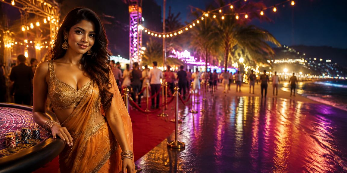 People enjoying sports betting and baccarat games on mobiles by the beach in India