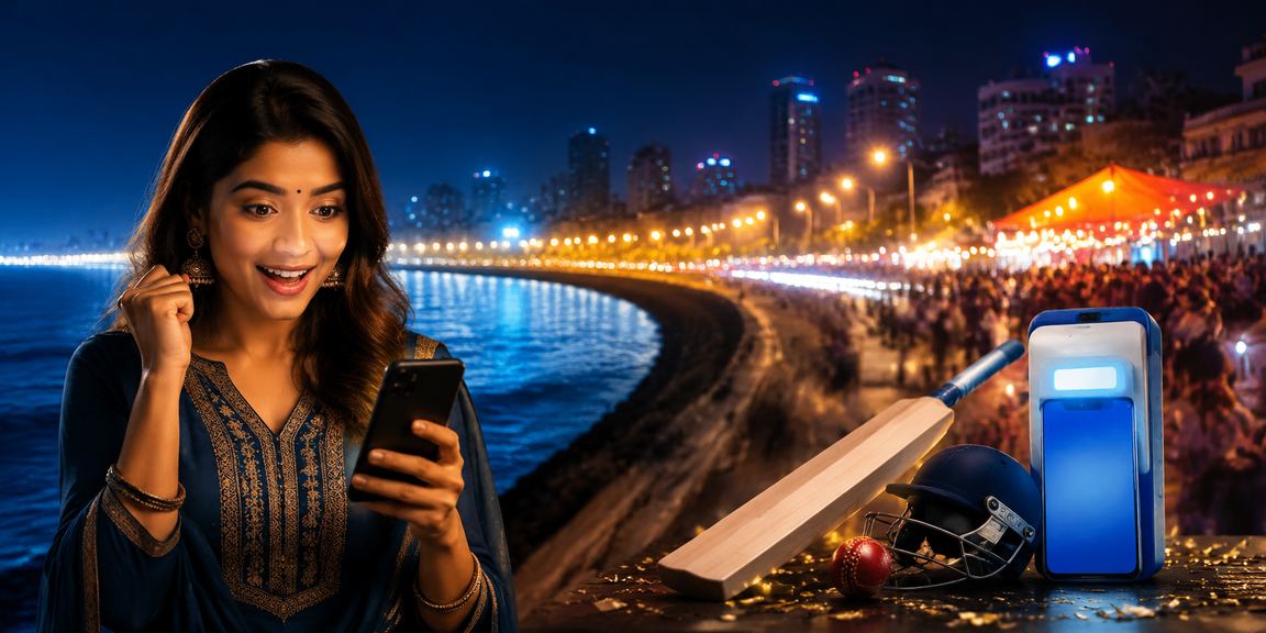 Night market with cricket betting in Mumbai Marine Drive